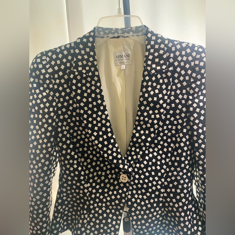 Armani Collezioni Black Blazer with White Geometric Print - Picture 2 of 11